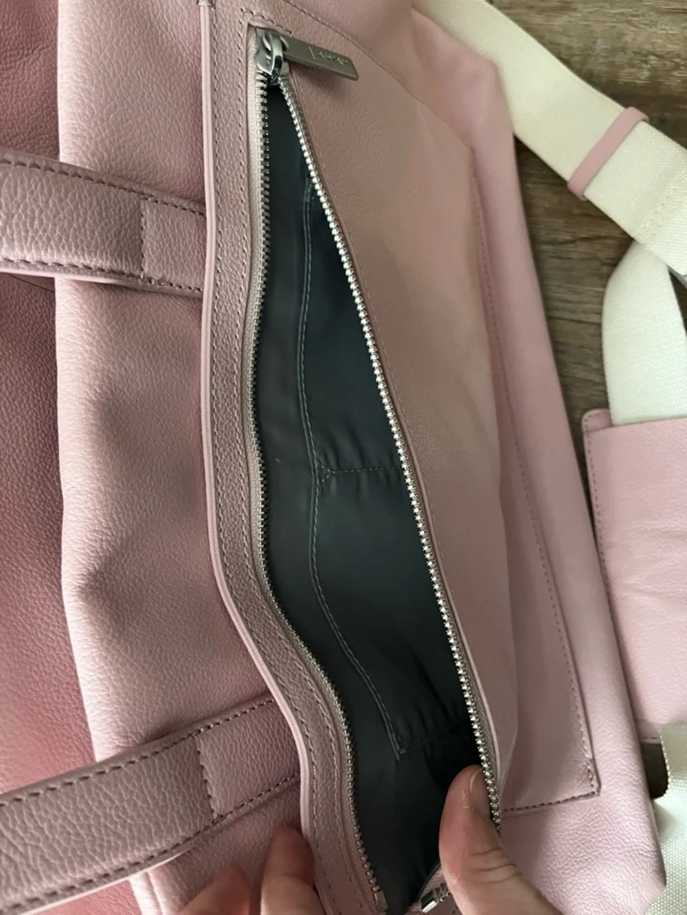 Away Pink Leather Weekender Travel Bag with Removable Strap - Picture 9 of 14